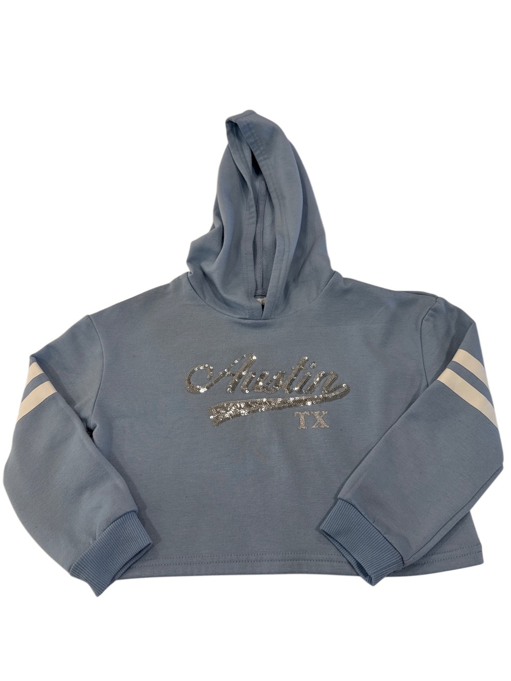 Kids btween Blue 'Austin TX' cropped
Sequin Hoodie, 5T